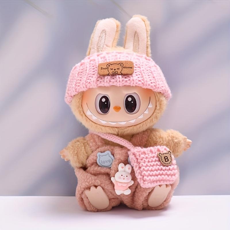 3pcs Handmade Crochet Set for Labubu No Doll Includes Clothes, Bag, Hat Labubu Accessories, Cosplay,