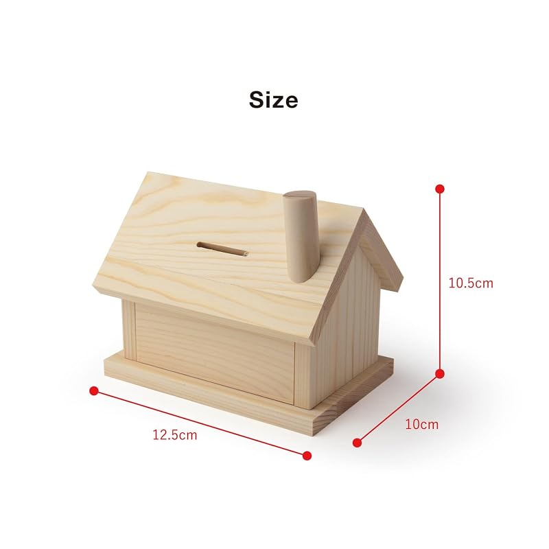 Kamidana no Sato Summer Vacation Craft Kit - Elementary School Lower Grades - Piggy Bank - Forest House Piggy Bank - Wooden House Craft - Woodworking