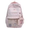 Girls Plaid Backpack Junior High School Student Schoolbag Children Large Capacity Backpack