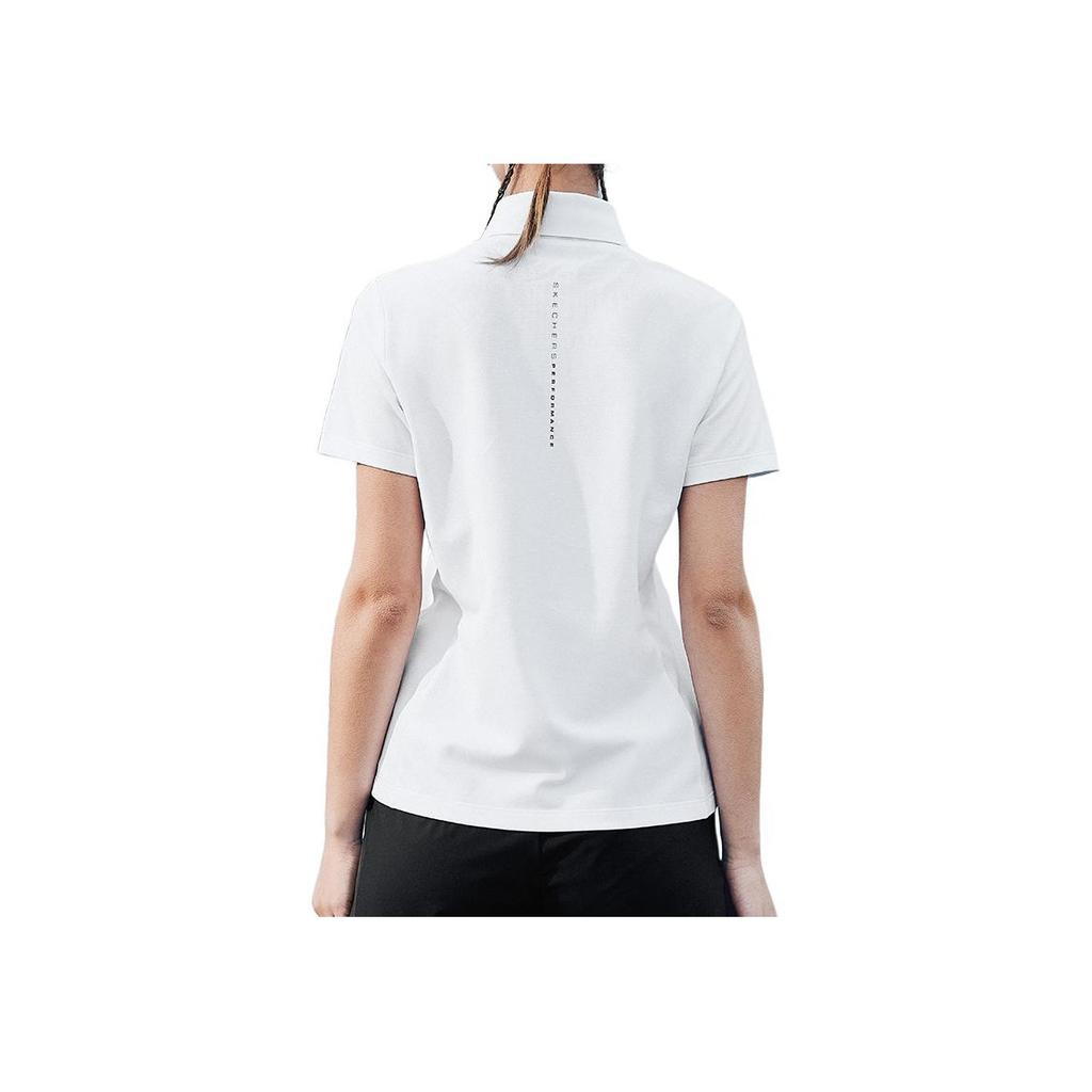 Skechers Solid Quick-Dry Breathable Knitted Polo Shirt Women Tops Bright-White P223W063-0019