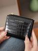Minimalistisk Damplånbok PU-läder Vikbar Kortplats Pengapåse Mode ID-fönster Visitkortshållare KrokodilmönsterNollPlånbok