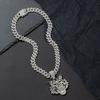 Zinc Alloy Tiger Pendant Necklace Men European American Domineering Punk Hip Hop Cool Full Zircon Personalized Cuban Chain Neck Jewelry Gift