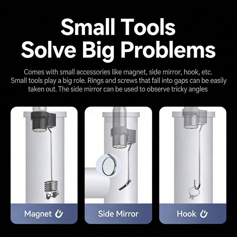 Industrial Endoscope Camera 4.3'' LCD Digital Handheld Borescope IP67 Waterproof HD1080P 8mm Pipe Sewer Camera Semi-Rigid Cable