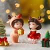 Mini Cartoon Christmas Couple Diy Decoration Cute Statue Figures Doll Wedding Decoration Miniature Landscape Car Decoration