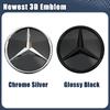 Autoaufkleber Neu 2025 Für Mercedes Benz Chrom Silber Neueste 3D Frontgrill Embleme Für Mercedes Benz C W205 A W177 S W217 SL R2
