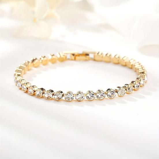 Yousheng Women Bracelet, Sparkling Cubic Zirconia Inlaid Bracelet with Claw-Setting Technology, Adjustable Chain Wristband for Jewelry