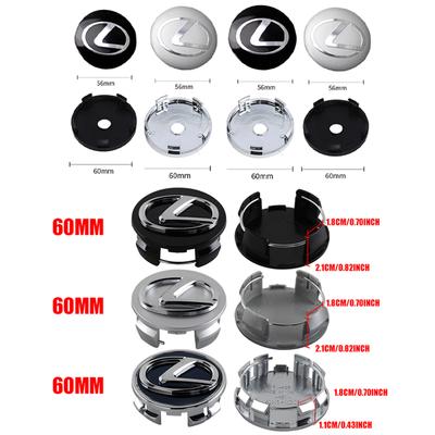 Tapas centrales para llantas de 56/60 mm, cubiertas para llantas, accesorios adhesivos para Fsport RX330 IS250 Ct200h ES300h RX350 IS300h NX