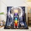 1PC Wolf Starry Sky Full Moon Chakras Print Adult Children Warm Blankets Home Sofa Travel Camping RV Suitable for All Seasons