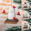 Christmas Tree Ornament Bird/Book/Beer/Hat Snowman Scene Layout Acrylic Home Decor Hanging Xmas Pendant for Living Room