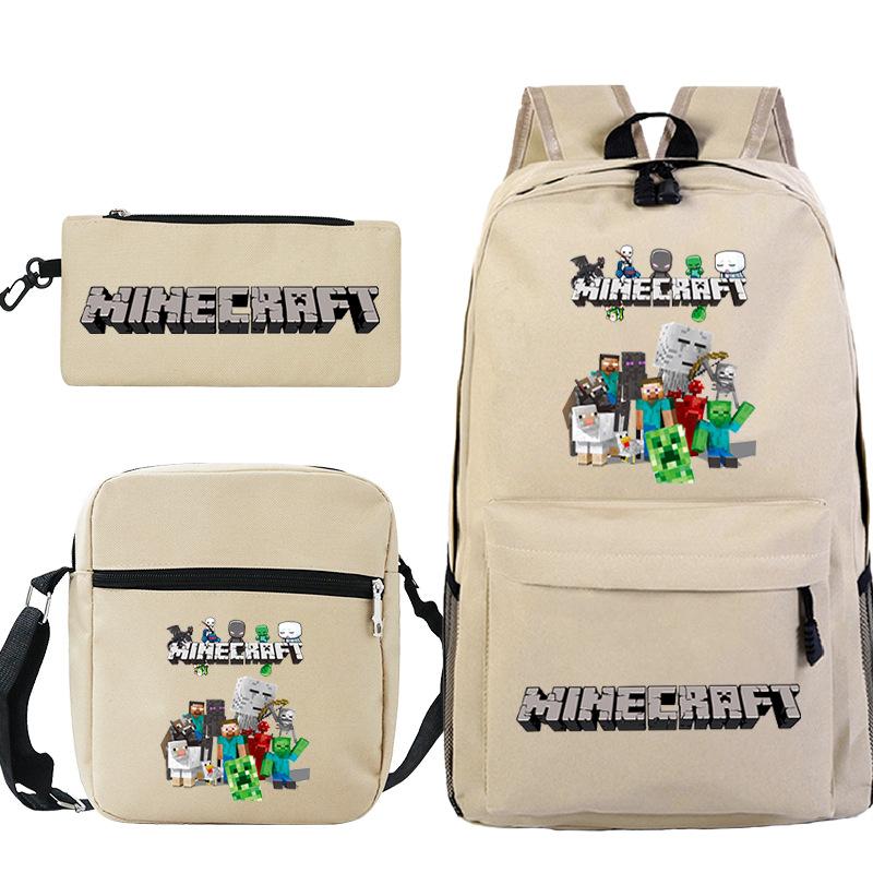 Minecraft Primary And Secondary School School Bag Children'S Backpack Backpack Shoulder Bag Pencil Case Three-Piece Set