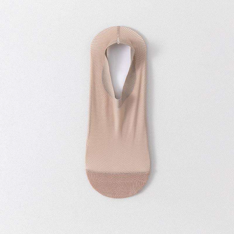 Men's Silicone Non-Slip Invisible Ice Silk Mesh Socks with Cotton Sole