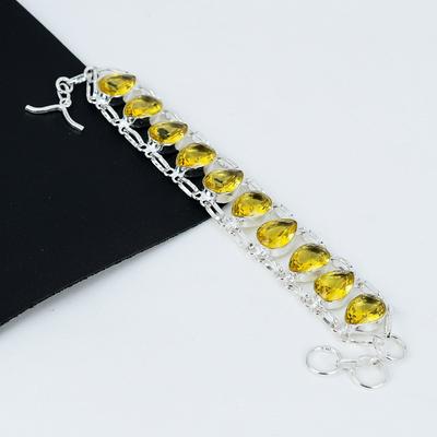 Sitrin Bileklik Sitrin Değerli Taş El Yapımı 925 Ayar Gümüş Bileklik Sarı Sitrin Bileklik Hediye İçin Bohem Unisex Bileklik Kadın İçin