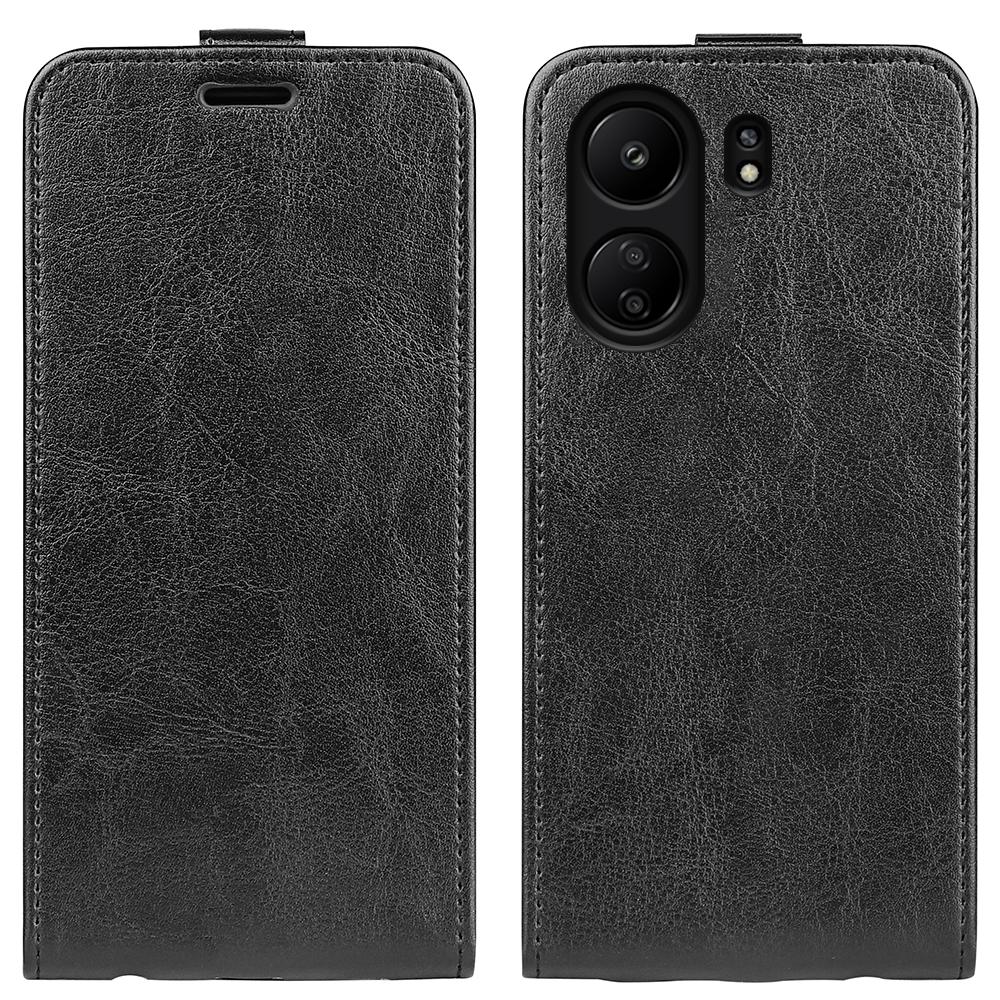 Vertical Flip Case for Xiaomi Redmi 13C 4G/Poco C65 4G Shell Crazy Horse Texture Leather Phone Cover