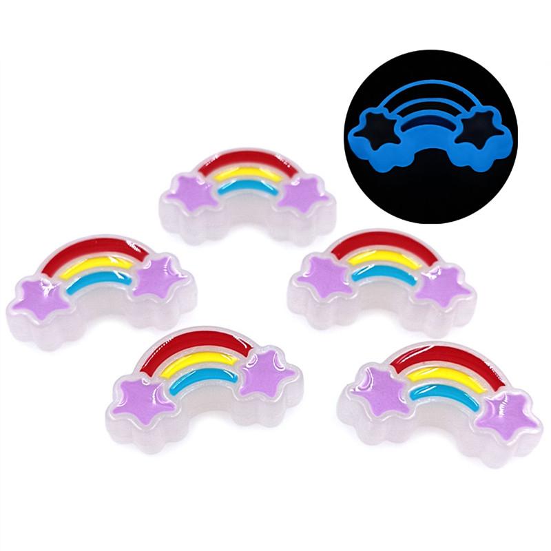 Hanmade Light Drop Oil Acrylic 5pcs Bracelet Marking Luminous Rainbow Jewelry Accessories Fashion for Necklace Loose Beads