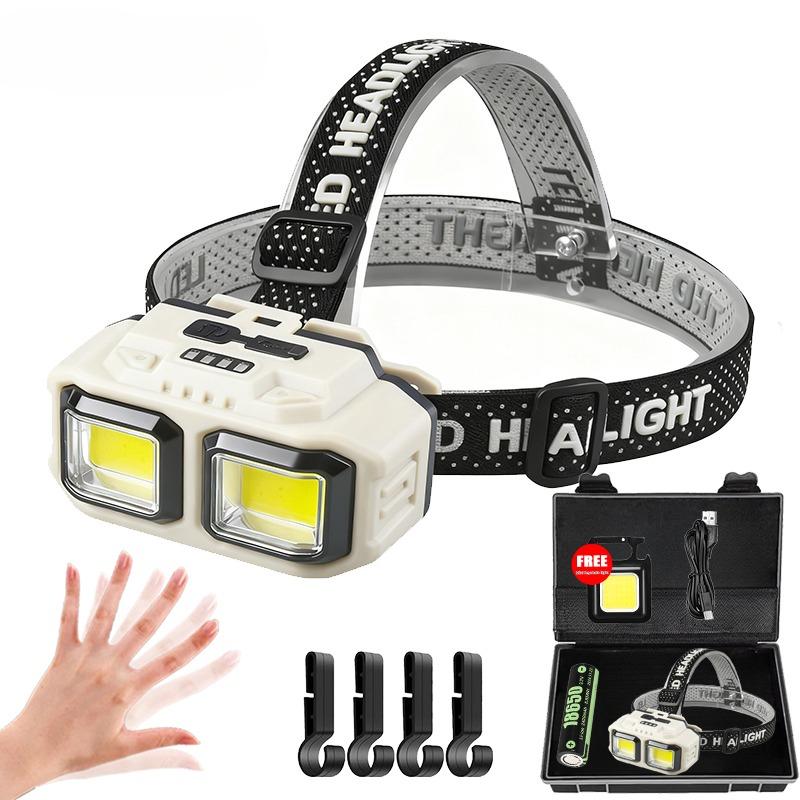 COB LED Headlamp Rechargeable Headlight,Waterproof Work Light for Outdoor Camping Fishing,Christmas Gifts for Repair Job Worker