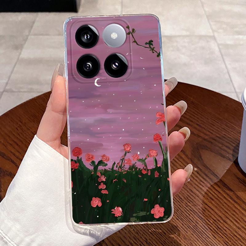 Jelly Casing For Xiaomi 14T 14TPro Clear Silicone Soft TPU Back Cover For Xiaomi 14T Pro Cute Cat Rabbit Heart Protective Case