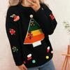 Damski Modny Świąteczny Sweter z Długim Rękawem z Okrągłym Dekoltem