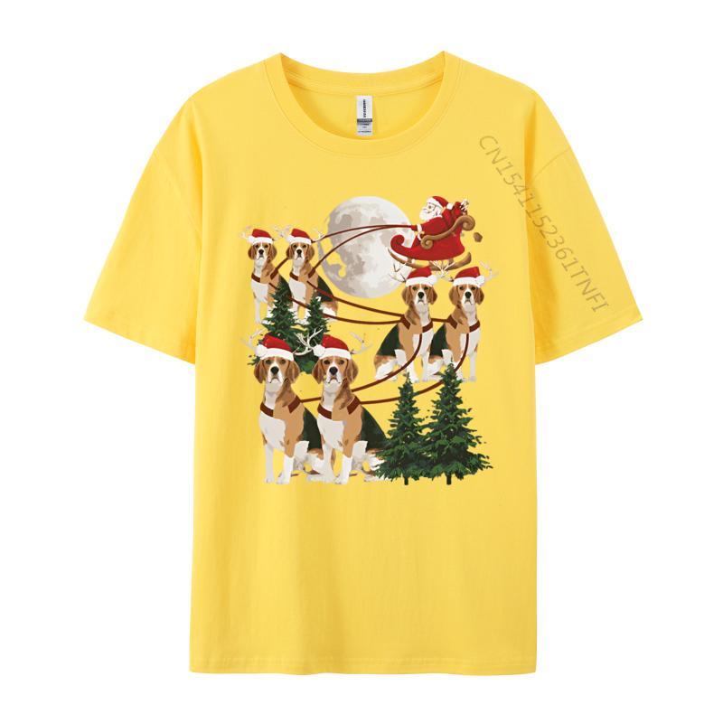 Green And White Graphic T Shirt Beagle Reindeer Christmas Dog Riding Tshirt Black Tops Shirt Fitted Cotton Student T Shirts