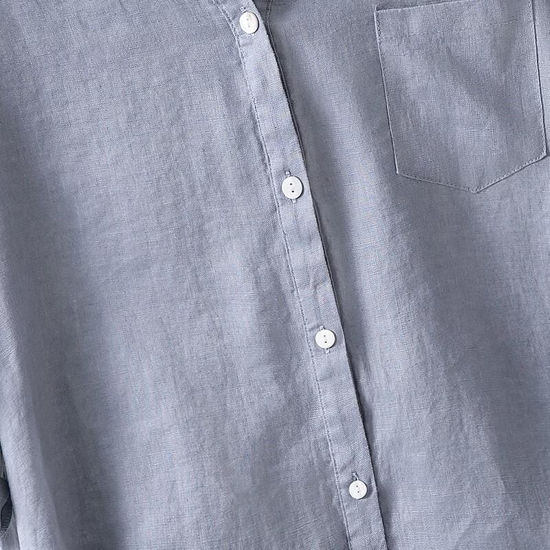 Camisa de Lino para Mujer de Corte Holgado con Cuello en V