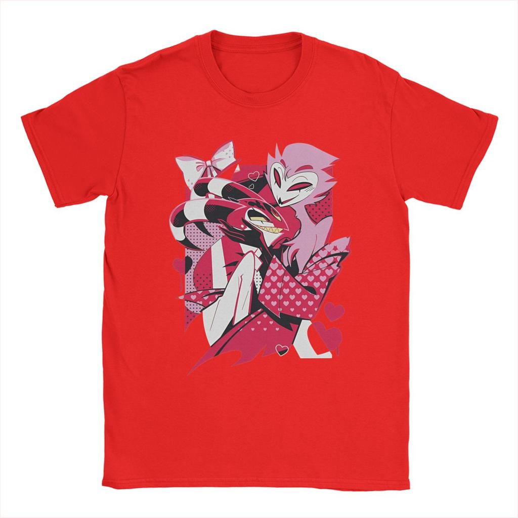 Men's T-Shirts Helluva-Boss Cartoon Leisure 100% Cotton Tee Shirt Short Sleeve T Shirts Crewneck Tops Plus Size