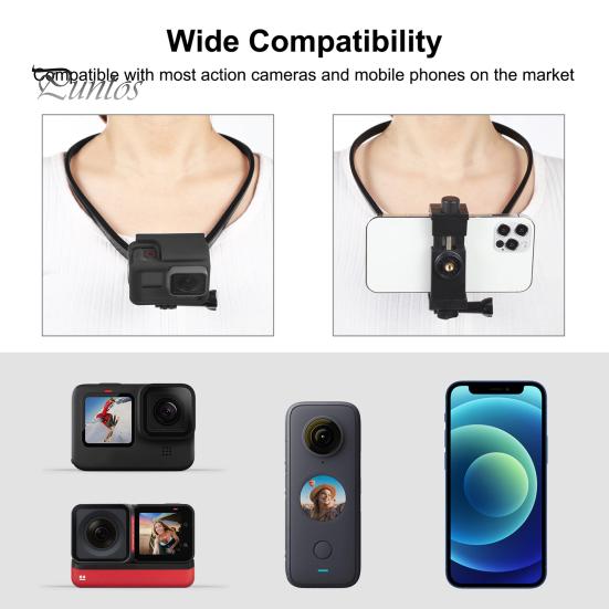 

Держатель на воротнике, переносной многоугольный регулируемый универсальный уличный экшн-камера, телефон, ленивое нагрудное крепление для GoPro чёрный