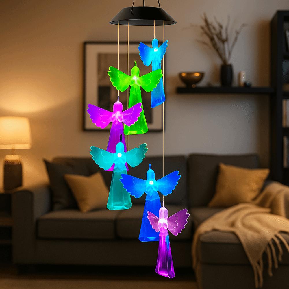 Beautiful Hanging Solar Angel Wind Chime Decorative Colorful Wind Chimes Light ABS LED Wind Chime Gifts