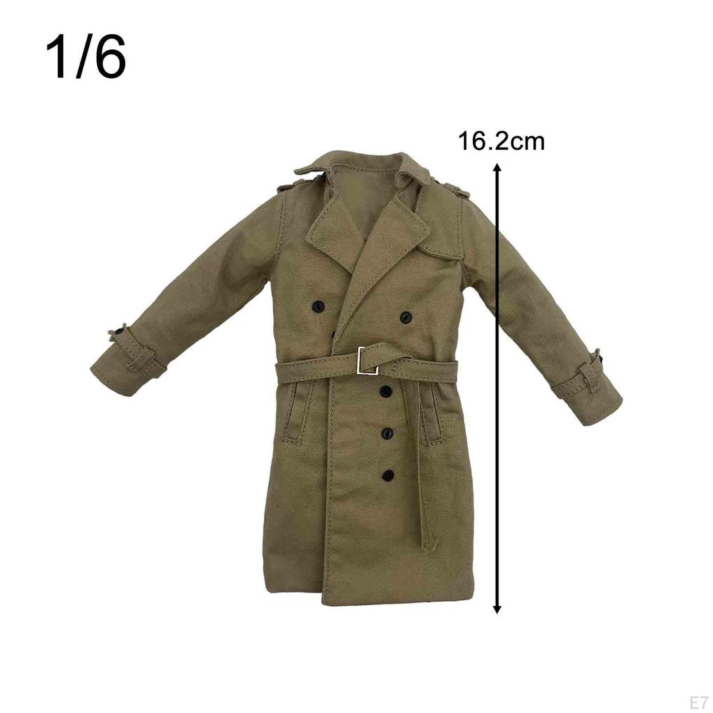 1/6 Trench , Handmade Doll Clothes Over, Miniature Clothing for 12" Model, Figures Dress Accs