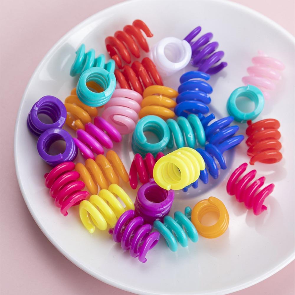 50pcs Big Hole Dreadlocks Beads Charm Hair Braid Tubes Spring Dreadlock Ring  for Women Girls