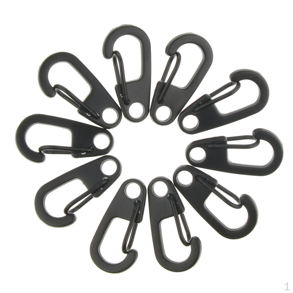 

10шт мини-пряжка для ключей из сплава, пружинный зажим, карабин-крючок - черный