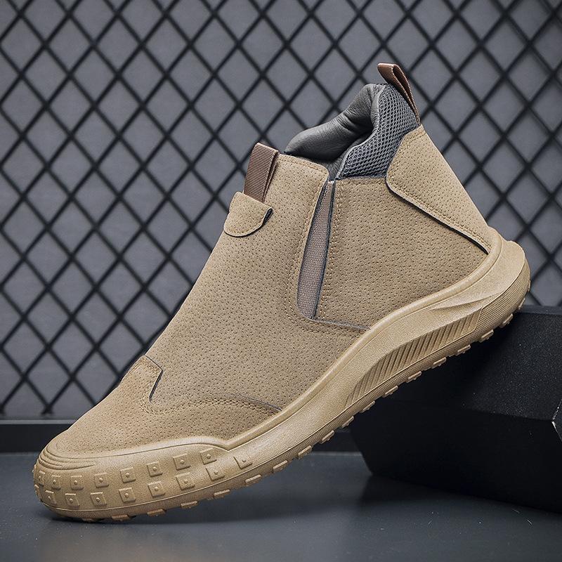 

2025 осень новые мужские высокие кеды, строительные рабочие ботинки, износостойкие ботинки для трудовой защиты, мужская обувь, мужская обувь на одной педали 39