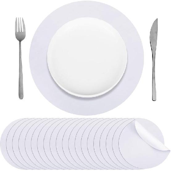 Yeaqee 120 Pcs Disposable Paper Placemats 12 Inch Round Paper Place Mats Blank Table Mats for Restaurant Catering Dining Weddings Birthday Table белый
