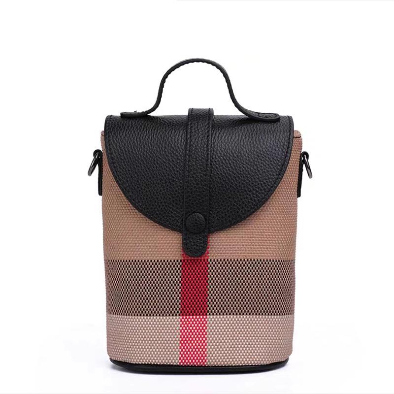 Light Luxury Leather Women's Mini Shoulder Bag - Stylish Plaid Design, Lightweight, Versatile Crossbody Handbag.