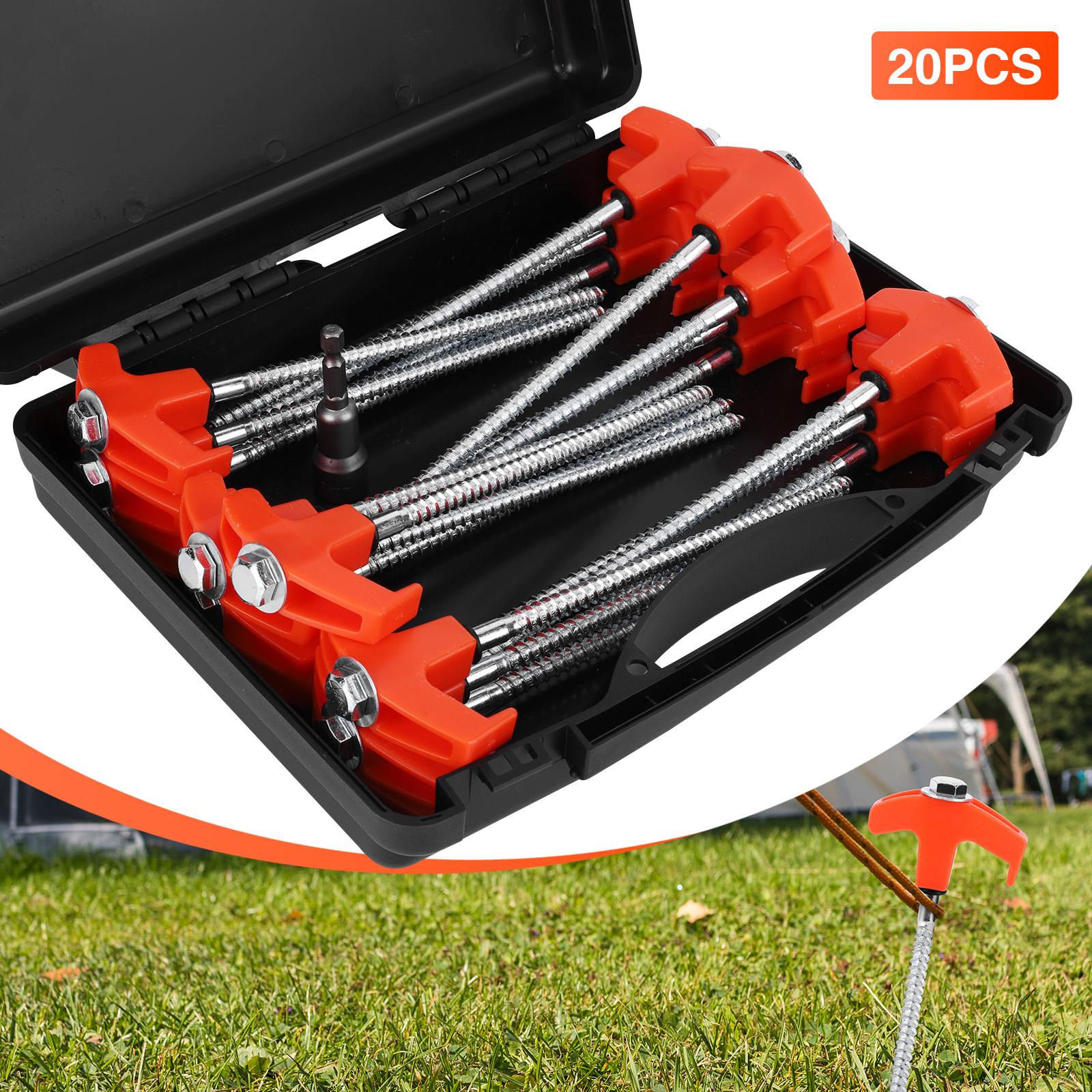 20 Pack 7inch Camping Stakes Tent Pegs Includes Hex Head Driver & Storage Box Awning Pegs Metal Threaded Tent Spikes for Camping China Mainland