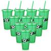 10 Pcs 24Oz Plastic Football Cups Reusable Tumbler With Lid And Straw Decorated Soccer Birthday Party Gifts For Coach Fan Men Wo
