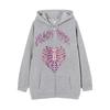 Cross-border new product spot skull wings hooded zipper sweater women's fleece thickened loose sports cardigan sweater women's