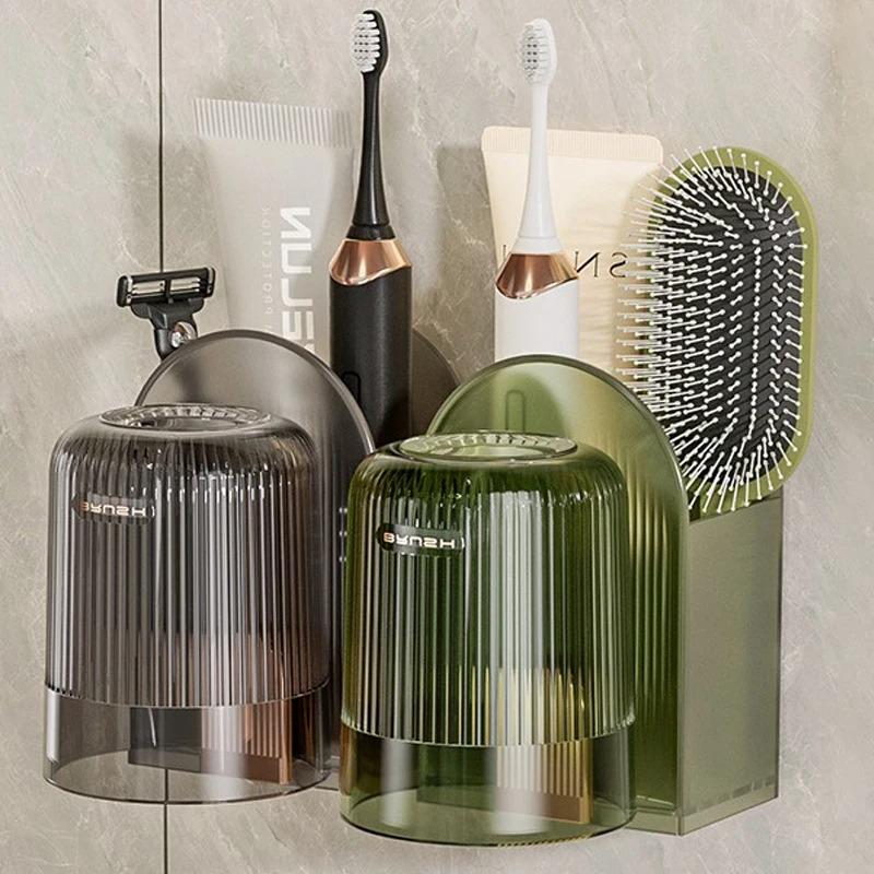 1-2Pcs Storage Rack Toothbrush Cup Toiletries Set Cups Punch-free Toothbrush Holder for Bathroom Gargle Plastic Products Home