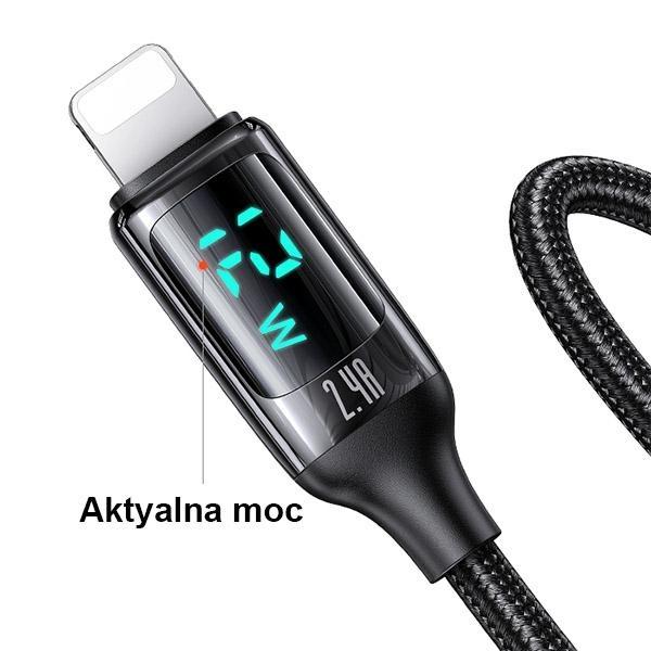 Usams Kabel Pleciony U78 Lightning 1.2Mled 2.4A Fast Charging Silver Black Sj543Usb02 (Us-Sj543)