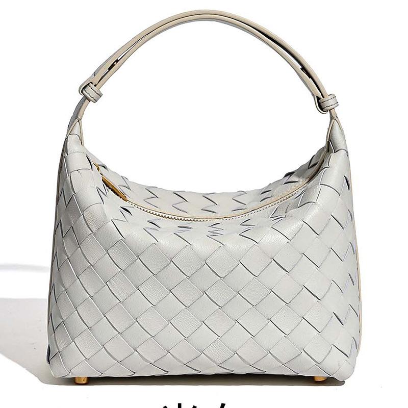 

Новая плетеная наплечная сумка, сумка-ланчбокс из овчины, модная и высококлассная сумка подмышку, сумка-мессенджер. грязно-белый