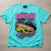 Popular Sports Men’s M Turquoise Cotton Knit Crew Neck Daytona Racing T-Shirt