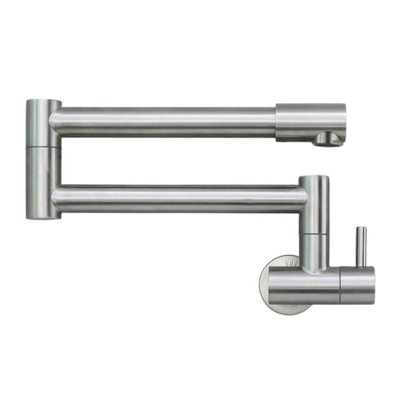 

Retractable Swing Arm Water Tap Steel Wall Inserted Designs Flexible Rotation Cleaning Fixtures Simple Install for Home
