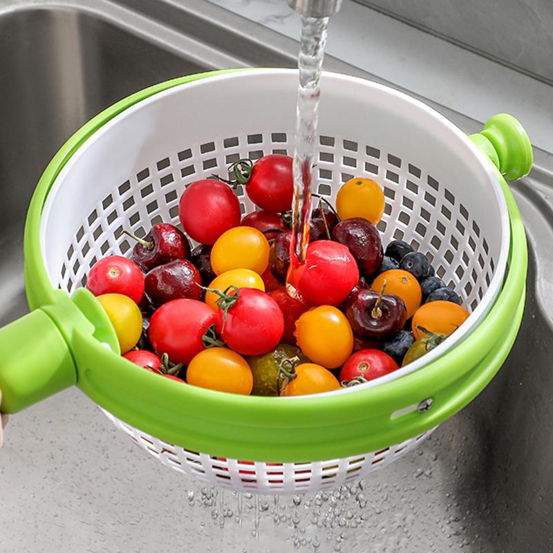 Rotační odkapávací koš na zeleninu a ovoce, salátový odkapávací koš, rotační koš na dehydrataci a skladování vody, rotační odkapávací koš