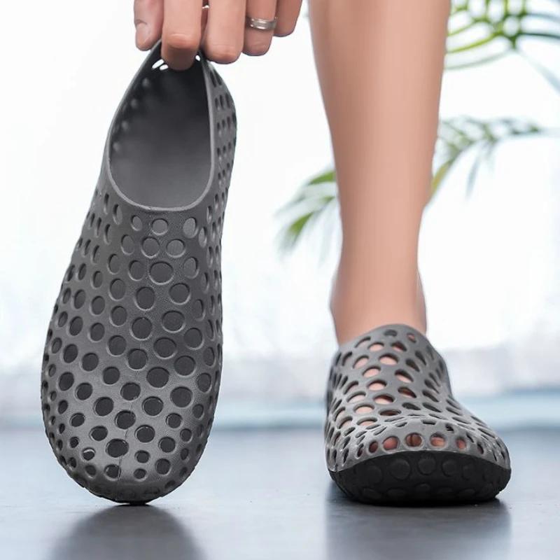 Fashion Flat Men's Sandal Hole Shoes Cheap Liquidation New Arrival Luxury Designer Pvc Clearance Sale Open Toe Original Casual Male Shoe