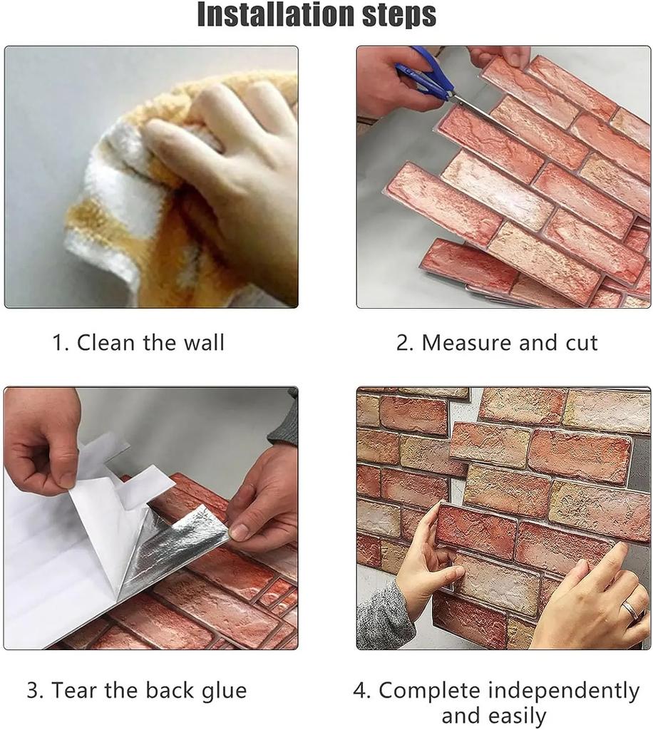 30cmX30cm Dekoracyjna Tapeta Piankowa Akcesoria Domowe DIY Dekoracja Salonu Wzór Cegły Samoprzylepna Wodoodporna Panele Ścienne 3D