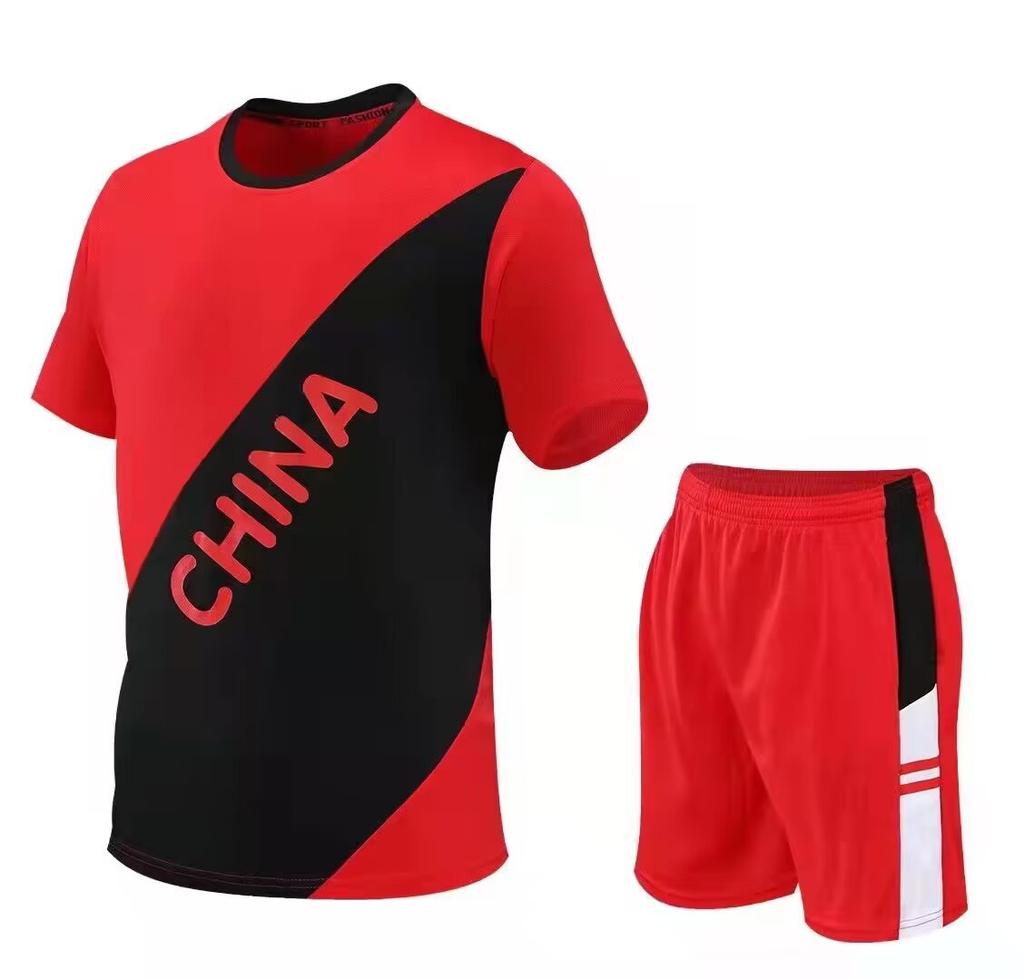 2208 Short Sleeve Suit Running Suit Men'S And Women'S Sportswear Training Suit Mountain Climbing Casual Side Pocket M-5Xl