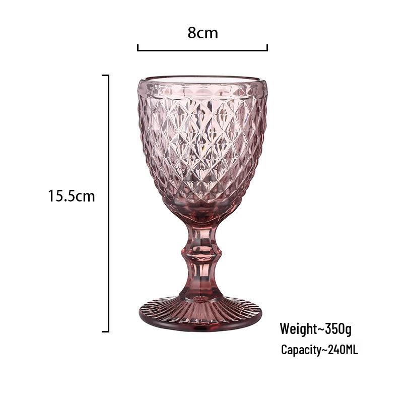 Vintage Embossed High-Footed European Red Wine Glass