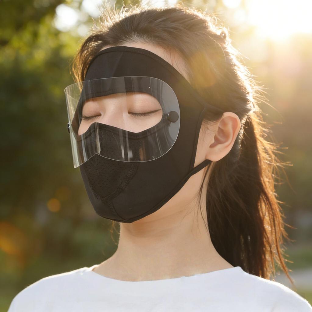 Women's Summer Anti-UV Cycling Mask & Goggles, Ice Silk Breathable Full Face Cover with Integrated Hood.