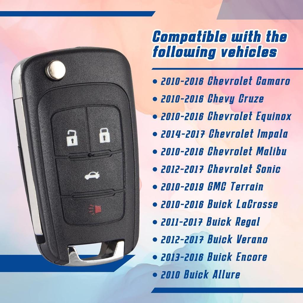 Key Fob Keyless Entry Remote Compatible with Chevy Cruze/Camaro/Impala/Equinox/GMC Terrain/Buick Lacrosse/Regal/Verano/Encore 2010- Car Key