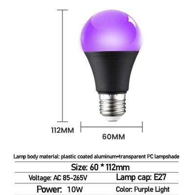 Portable 360 Glow UV Purple Bulb E26/E27 Spiral 10W 85-265V Purple Black Light Bulb Aluminium Christmas