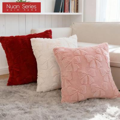 1PC Nuan Series 45x45cm Simple Solid Color Pillowcase Butterfly Knot Plush Soft Cushion Cover for Sofa Living Room Bedroom Home Decor