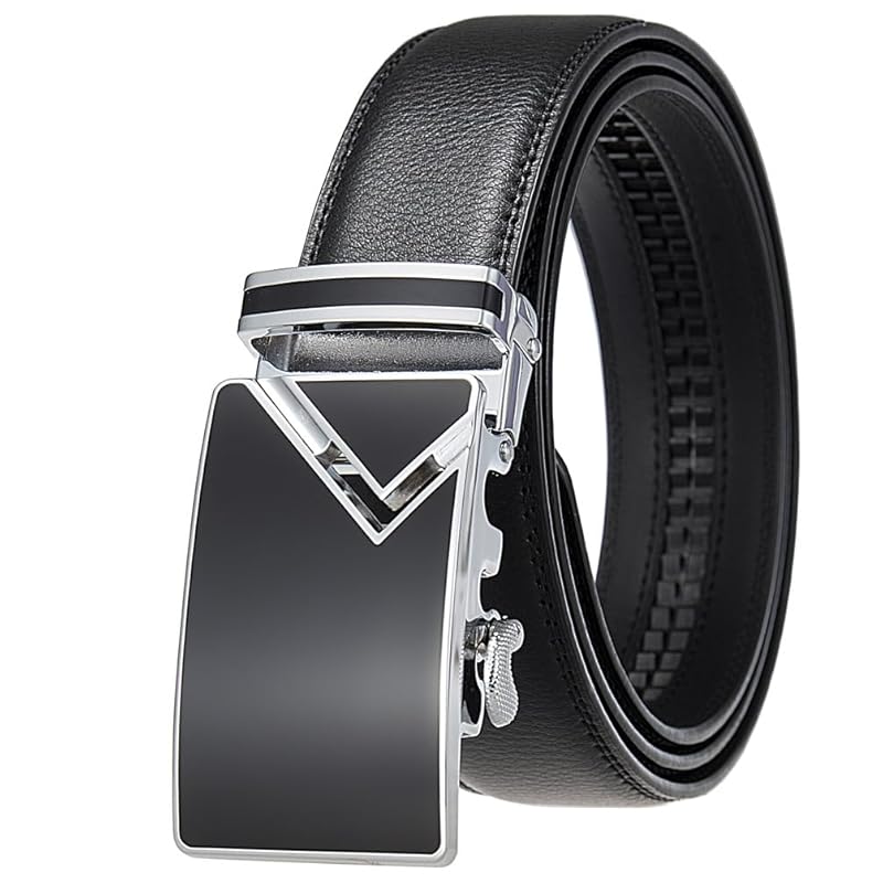 

[Surmonter] golf belt men s men s belt genuine leather No hole auto lock casual sports belt (F type: black, 130cm) [product]